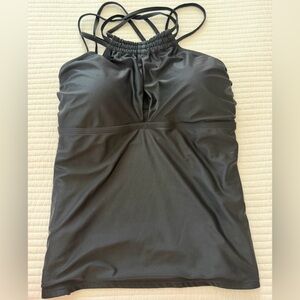 Time and Tru Black Strappy Tankini Top